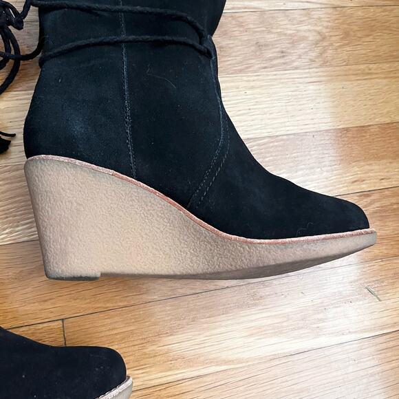 Joie Suede Sherpa-Lined Knee High Wedge Boots - Size 37 (ESTIMATED) - Picture 3 of 10